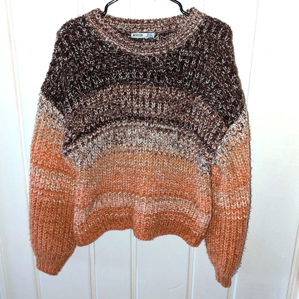 Cozy Knit Sweater in Brown and Orange